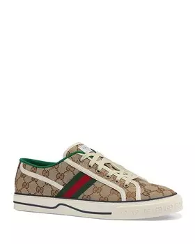 Мужские кроссовки Gucci Tennis 1977 GG Canvas на шнуровке, коричневый/бежевый