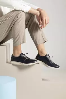 Мужские кроссовки из натуральной кожи 1311013 S08 Темно-синие Ziya Ayakkab