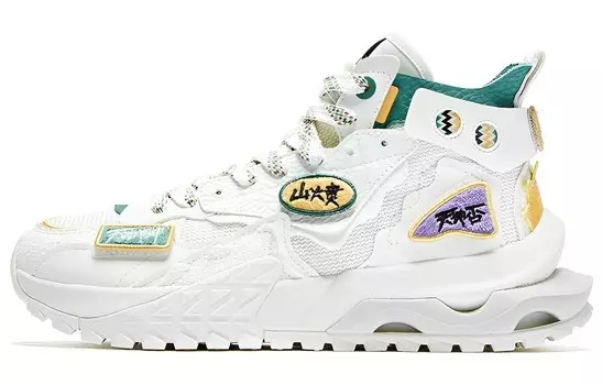 Мужские кроссовки Lifestyle High-Top белого/зеленого/желтого цвета Qiaodan