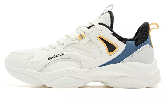 Мужские кроссовки Lifestyle с низким верхом цвета слоновой кости/синего оттенка Qiaodan, цвет Ivory / Shadow Blue Fleece-lined