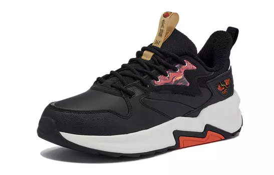 Мужские кроссовки Lifestyle с низким верхом цвета обсидиан черный/ярко-оранжевый 361°