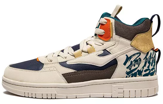 Мужские кроссовки Peerless Master Skateboarding Shoes с высоким берцем бежевого/голубого/синего цвета Erke