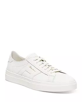 Мужские кроссовки Santoni на шнуровке с двойной пряжкой, белый