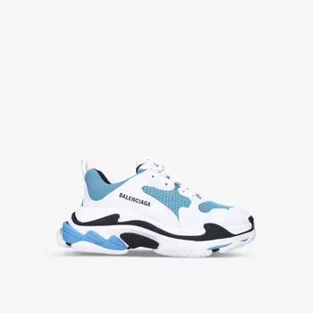 Мужские кроссовки средней высоты Triple S из кожи и сетки Balenciaga, белый