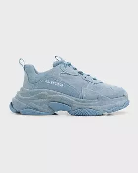 Мужские кроссовки Triple S из джинсовой ткани Balenciaga, цвет 4000 Blue