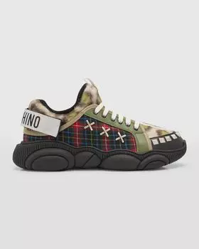 Мужские кроссовки в смешанной технике с фотокнигой Moschino, цвет Multi