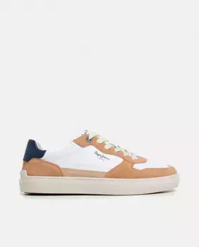 Мужские кроссовки в стиле ретро из контрастных тканей Pepe Jeans, бежевый