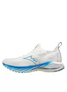 Мужские кроссовки Wave Neo Wind в неокрашенном белом-голубом цвете MIZUNO