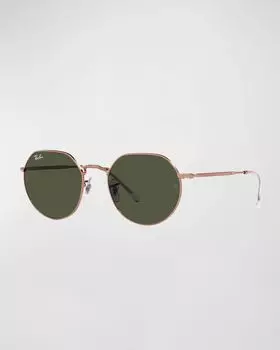 Мужские круглые металлические солнцезащитные очки RB3565 Jack, 55 мм Ray Ban, цвет Rose Gold