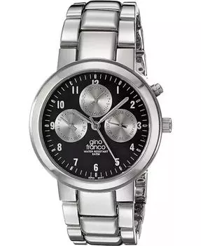 Мужские круглые многофункциональные часы из нержавеющей стали с указателями дня недели, даты и браслетом Gino Franco, серебро