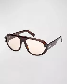 Мужские круглые солнцезащитные очки Blake-02 из ацетата TOM FORD, цвет Shiny Dark Havana Light Brown Photochromic Lenses