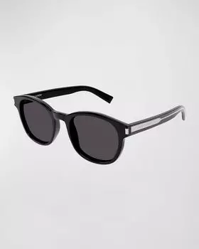 Мужские круглые солнцезащитные очки из ацетата SL 620 Saint Laurent, цвет 001 Black