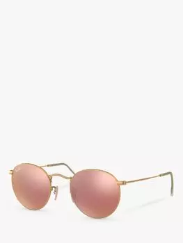 Мужские круглые солнцезащитные очки Ray-Ban RB3447, золотистые/зеркально-розовые