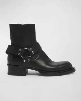 Мужские кубинские кожаные ботильоны Stack Alexander McQueen, цвет Black
