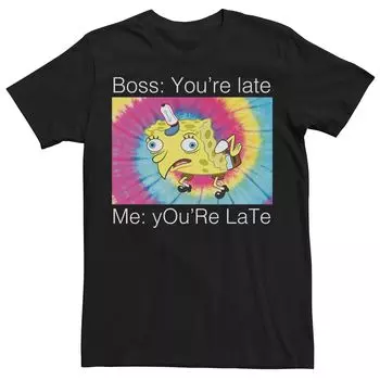 Мужские квадратные штаны с изображением Губки Боба, футболка You're Late Licensed Character