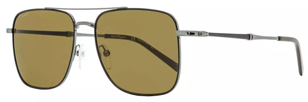 Мужские квадратные солнцезащитные очки Ferragamo SF266S 037 рутений/коричневый 56 мм Salvatore Ferragamo