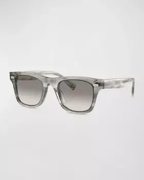 Мужские квадратные солнцезащитные очки из ацетата BC4002s Brunello Cucinelli, цвет Striped Grey