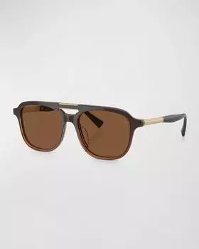 Мужские квадратные солнцезащитные очки из ацетата Brunello Cucinelli, цвет Brown