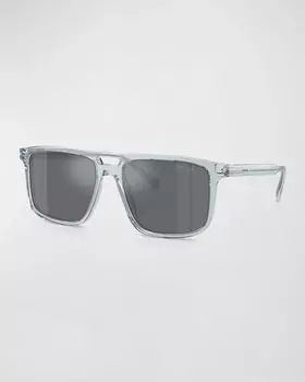 Мужские квадратные солнцезащитные очки из ацетата и пластика Prada, цвет Grey