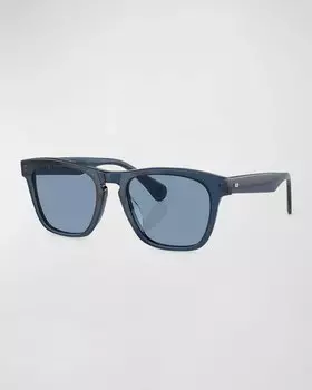 Мужские квадратные солнцезащитные очки R-3 из ацетата Oliver Peoples, цвет Dark Blue