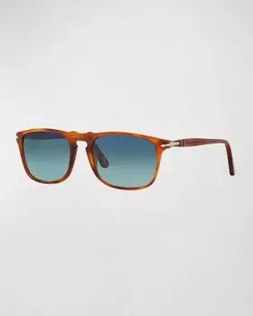 Мужские квадратные солнцезащитные очки с плоской верхушкой - градиентная поляризация Persol, цвет Tortoise