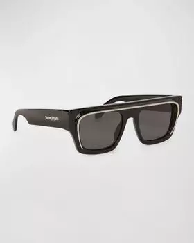 Мужские квадратные солнцезащитные очки Salton из ацетата Palm Angels, цвет Black Dark Grey