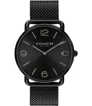 Мужские кварцевые аналоговые часы-браслет COACH Elliot 41 мм с сетчатым браслетом, черный