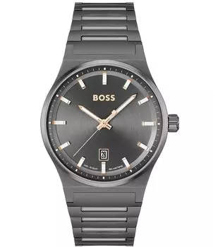 Мужские кварцевые аналоговые серые часы Hugo Boss Candor с браслетом из нержавеющей стали, серый