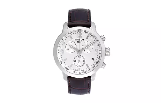 Мужские кварцевые часы Junchi серии 200 с циферблатом 42 мм, серебристым корпусом из нержавеющей стали и кожаным ремешком TISSOT