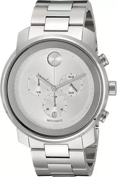 Мужские кварцевые часы Movado Bold 44 мм, серебряный