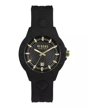 Мужские кварцевые часы Tokyo с 3 стрелками и датой, черные силиконовые часы, 43 мм Versus Versace