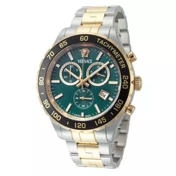 Мужские кварцевые часы Versace 43 мм, цвет silver and gold