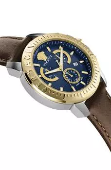 Мужские кварцевые часы Versace 45 мм коричневого цвета