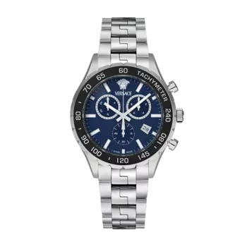 Мужские кварцевые часы Versace Hellenyium 43 мм, серебряный