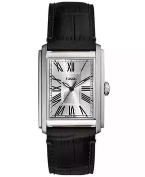 Мужские кварцевые черные часы под крокодила 30 мм Fossil, черный