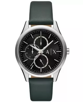 Мужские кварцевые многофункциональные зеленые кожаные часы 42 мм A|X Armani Exchange, зеленый