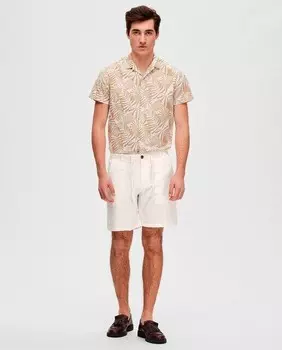 Мужские льняные шорты-бермуды Selected, белый