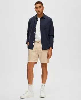 Мужские льняные шорты-бермуды Selected, бежевый