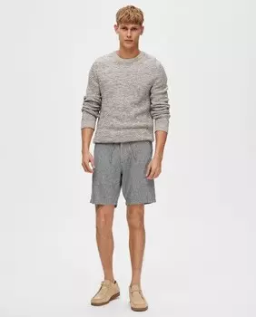 Мужские льняные шорты-бермуды Selected, светло-серый