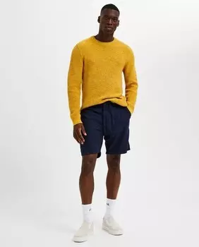 Мужские льняные шорты-бермуды Selected, темно-синий