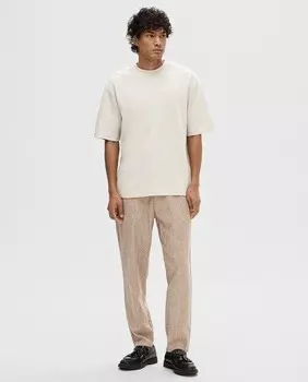 Мужские льняные спортивные брюки узкого кроя Selected, коричневый