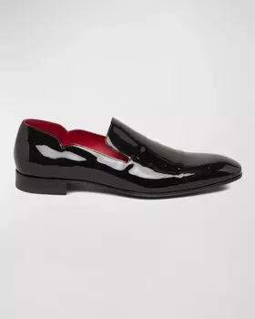 Мужские лакированные лоферы на плоской подошве Dandy Chick Christian Louboutin, цвет Black/Lin Loubi