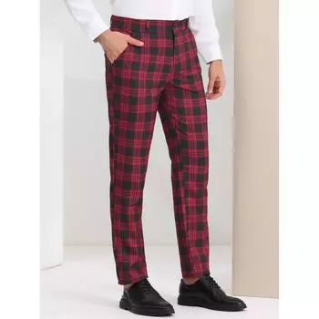 Мужские легкие брюки в деловую клетку стандартного кроя с плоской передней частью в клетку Lars Amadeus