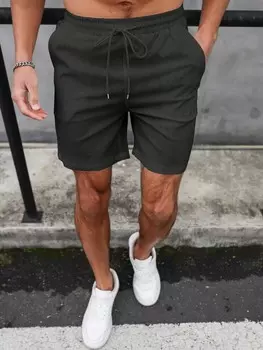 Мужские летние однотонные повседневные шорты Homme с завязками на талии и карманами Manfinity, черный