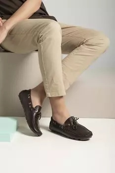 Мужские лоферы из натуральной кожи 131986 N3021 Лесной орех Ziya Ayakkab