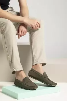 Мужские лоферы из натуральной кожи 131986 N3022 Хаки Ziya Ayakkab