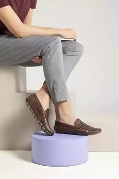 Мужские лоферы из натуральной кожи 131986 N3025 Коричневый Ziya Ayakkab