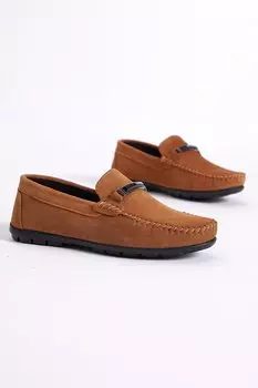 Мужские лоферы из натуральной кожи светло-коричневого цвета с пряжкой спереди TONNY BLACK, коричневый