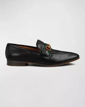 Мужские лоферы с полосками Paride Web Gucci, цвет Black