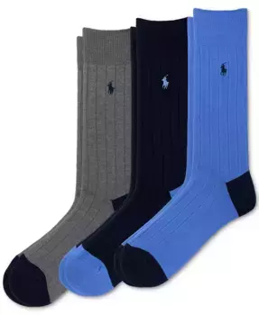 Мужские махровые носки для костюма Soft Touch Rib, 3 пары Polo Ralph Lauren, синий